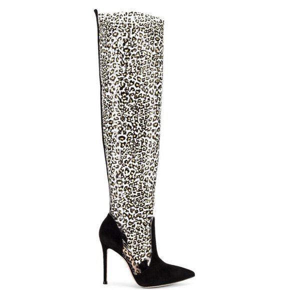 Gianvito Rossi Camoscio Plexi Knee High Boots Animal Print Luxury 36.5 $2200 - Picture 1 of 11
